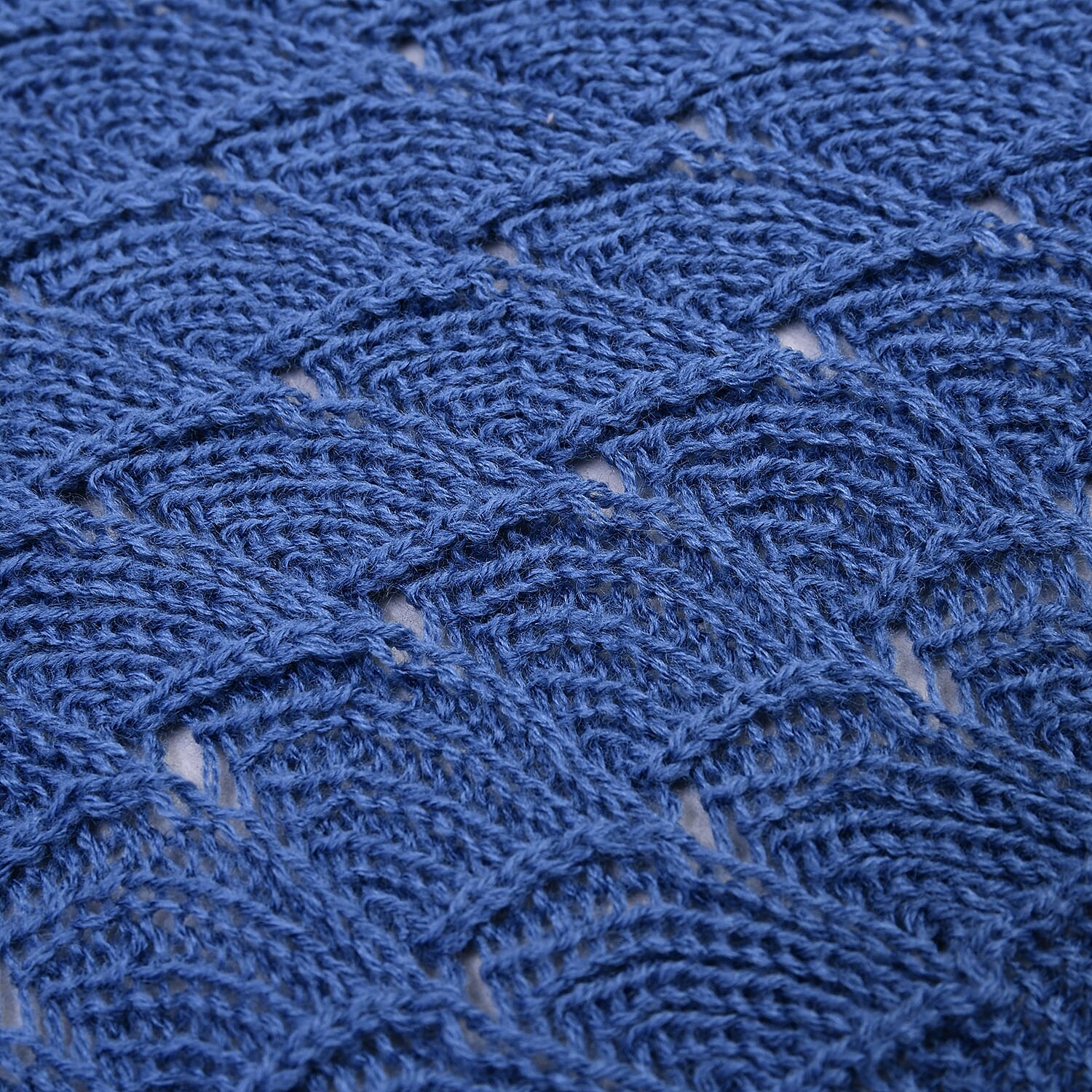 Navy Faux Wool Knitted Poncho with Keyhole (Polyester)