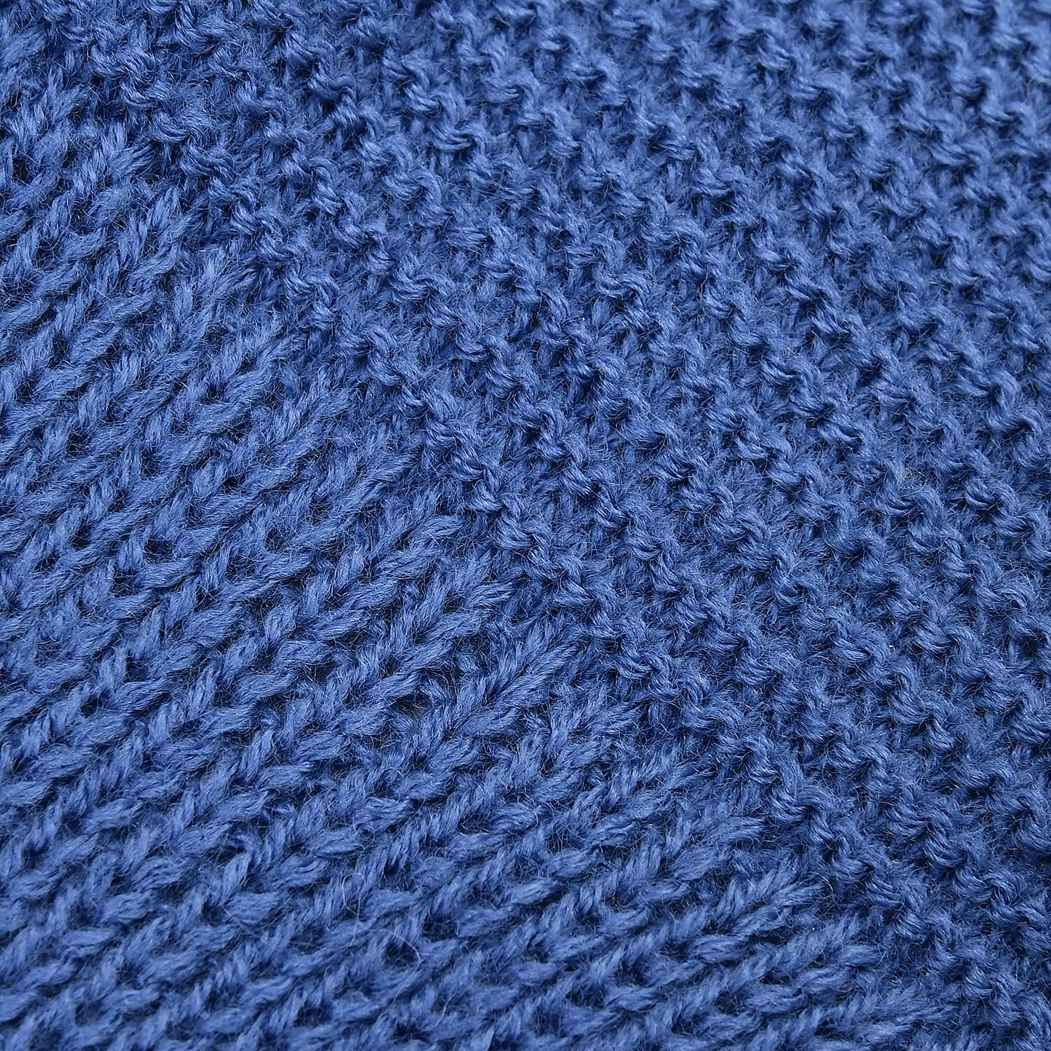 Navy Faux Wool Knitted Poncho with Keyhole (Polyester)