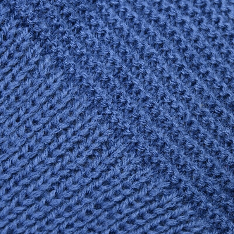 Navy Faux Wool Knitted Poncho with Keyhole (Polyester)
