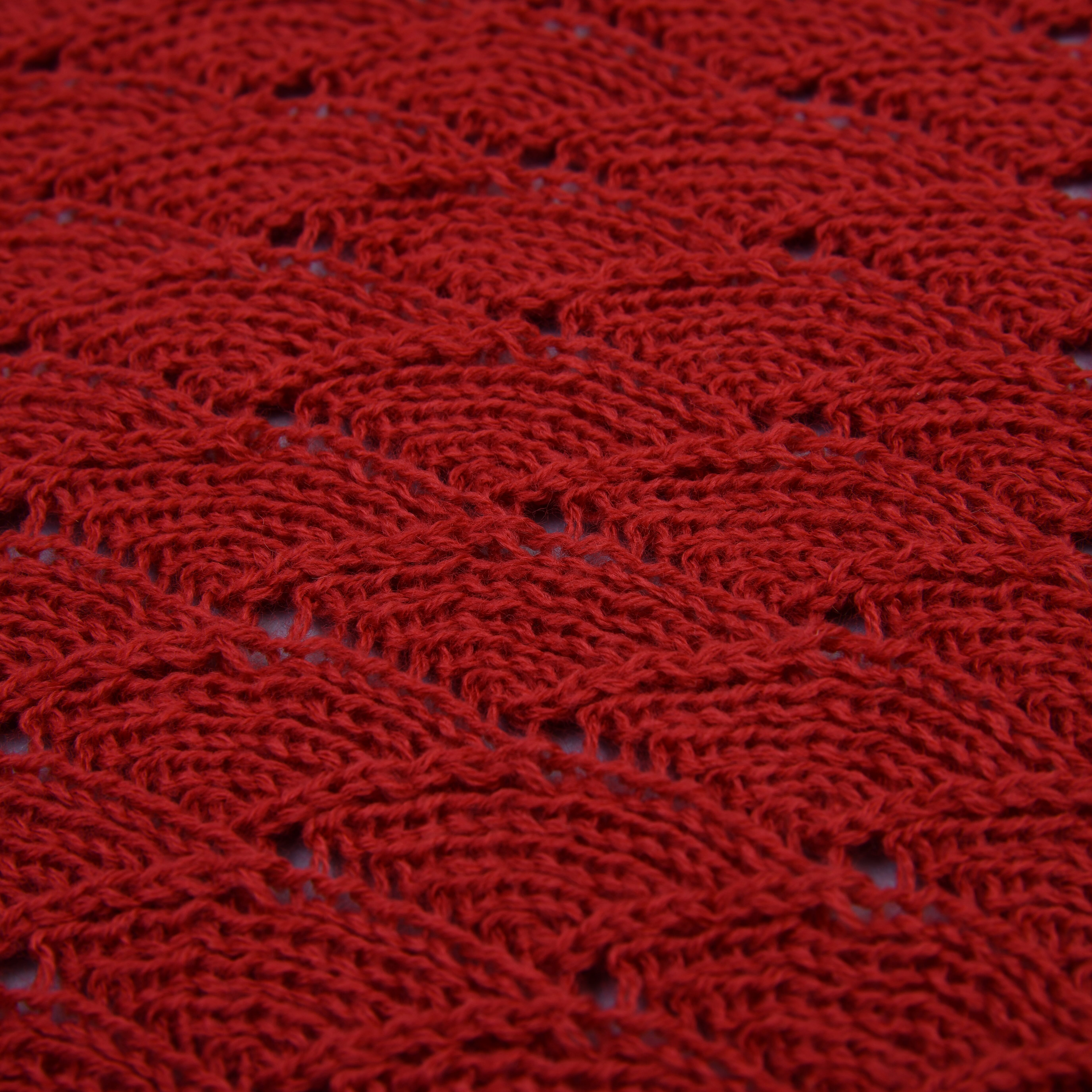 Red Faux Wool Knitted Poncho with Keyhole (Polyester)