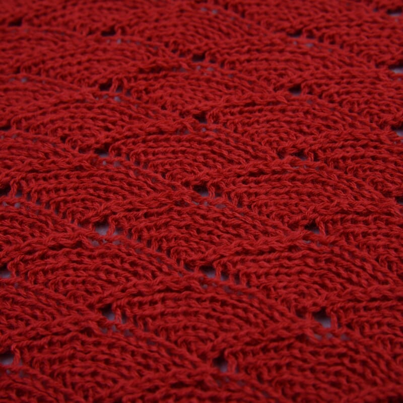 Red Faux Wool Knitted Poncho with Keyhole (Polyester)