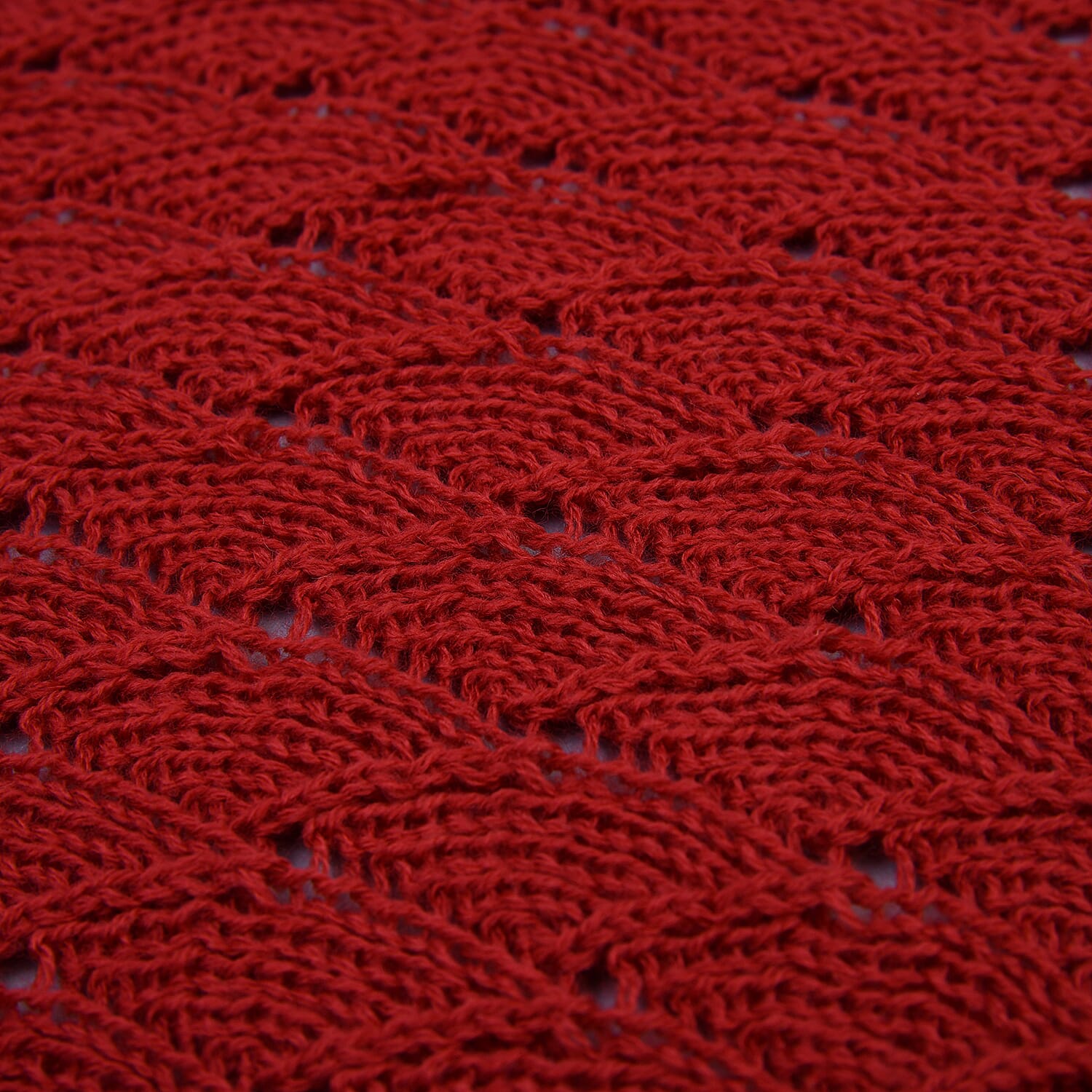 Red Faux Wool Knitted Poncho with Keyhole (Polyester)