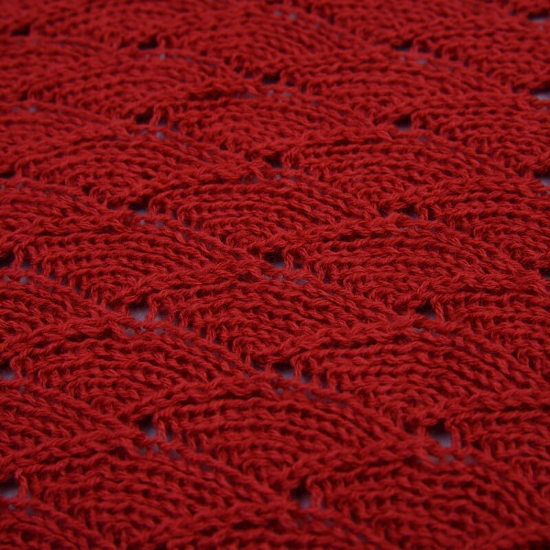 Red Faux Wool Knitted Poncho with Keyhole (Polyester)