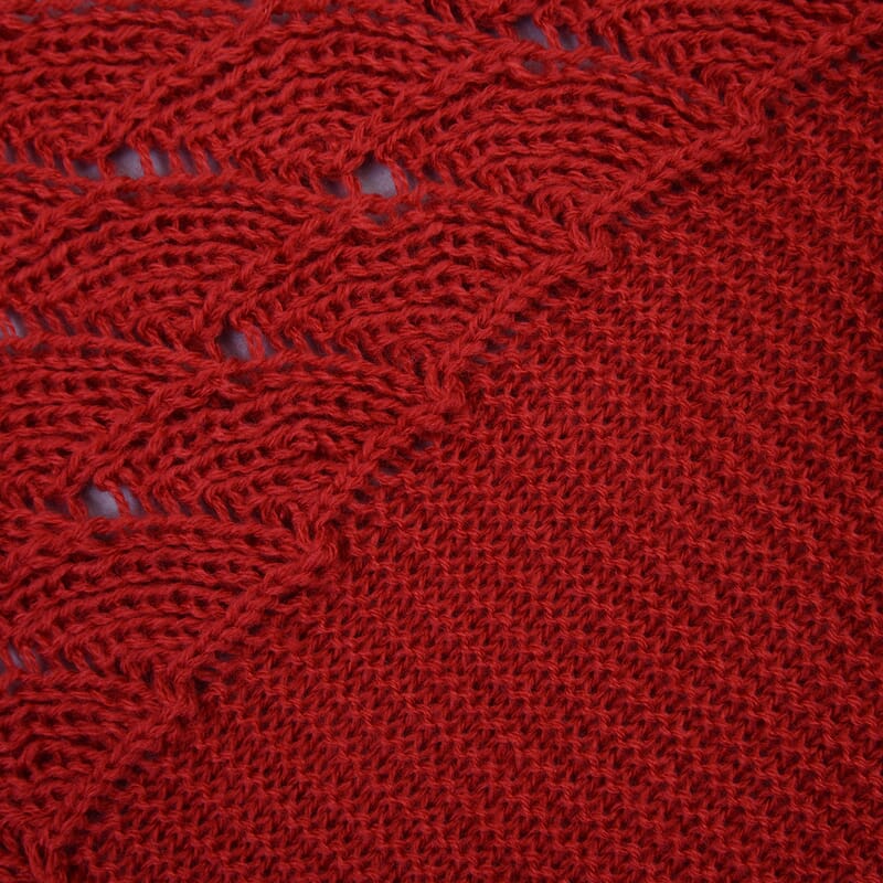 Red Faux Wool Knitted Poncho with Keyhole (Polyester)