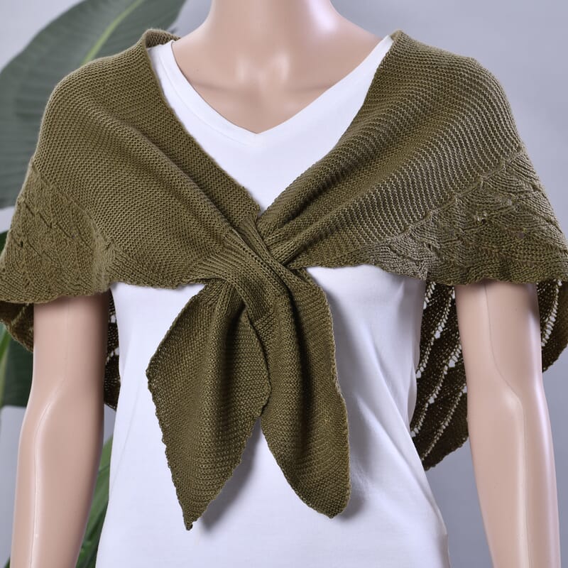 Khaki Faux Wool Knitted Poncho with Keyhole (Polyester)
