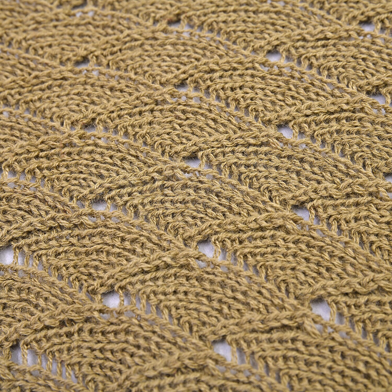 Khaki Faux Wool Knitted Poncho with Keyhole (Polyester)