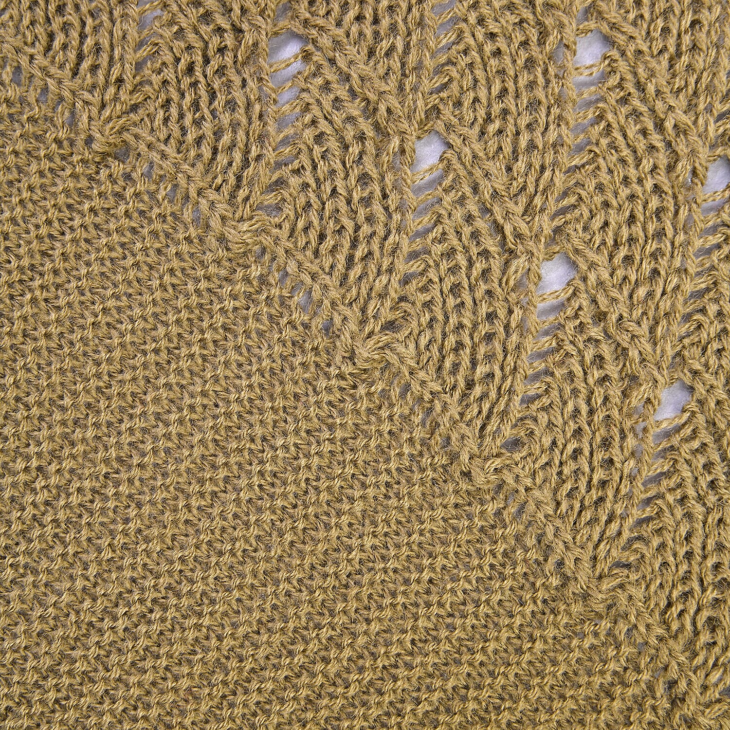 Khaki Faux Wool Knitted Poncho with Keyhole (Polyester)