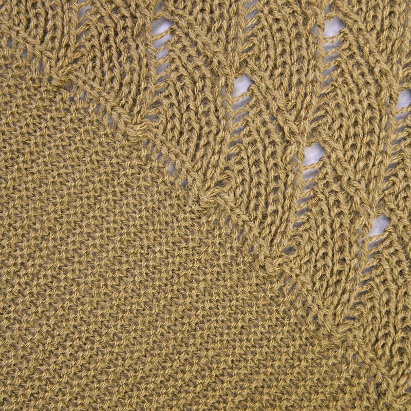 Khaki Faux Wool Knitted Poncho with Keyhole (Polyester)