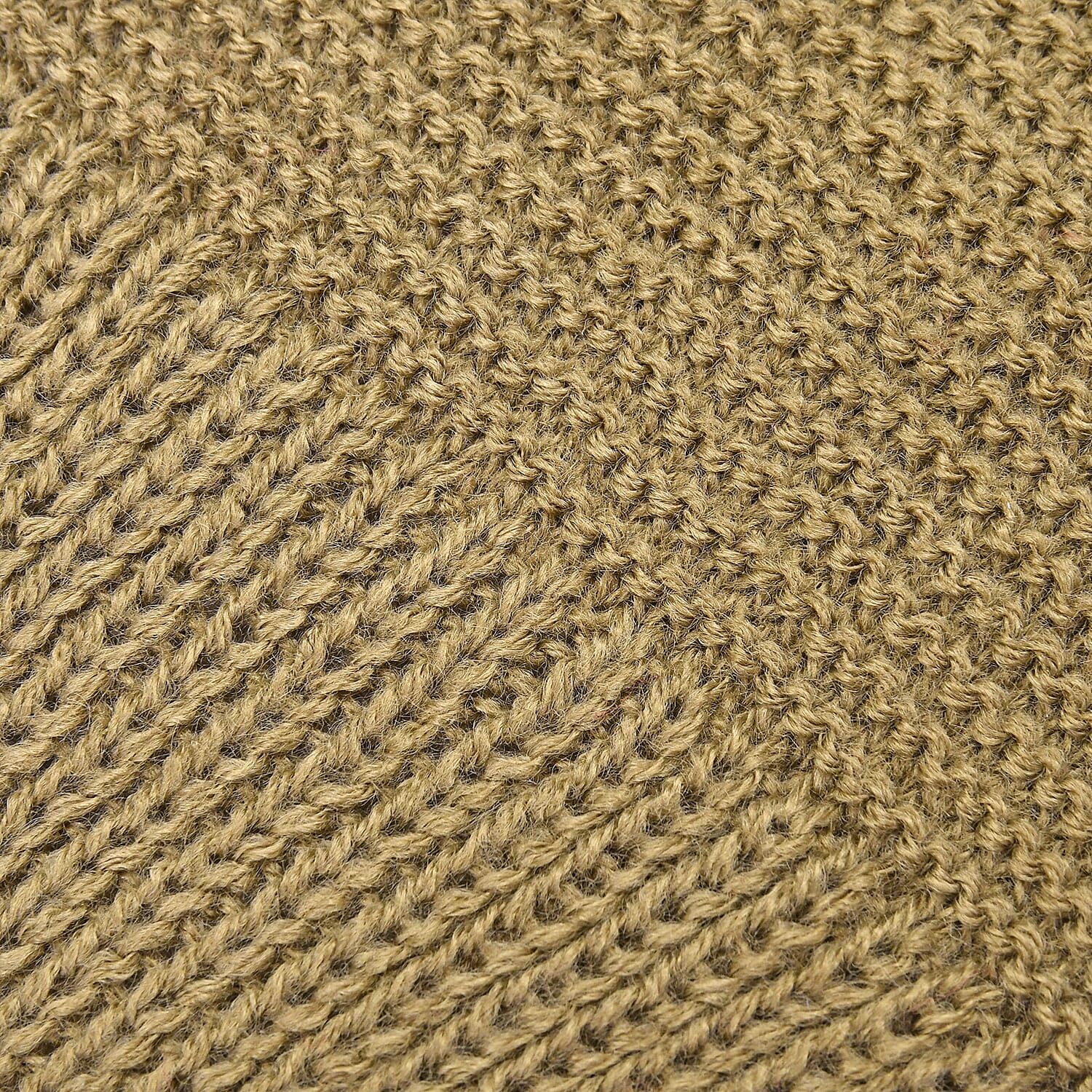 Khaki Faux Wool Knitted Poncho with Keyhole (Polyester)