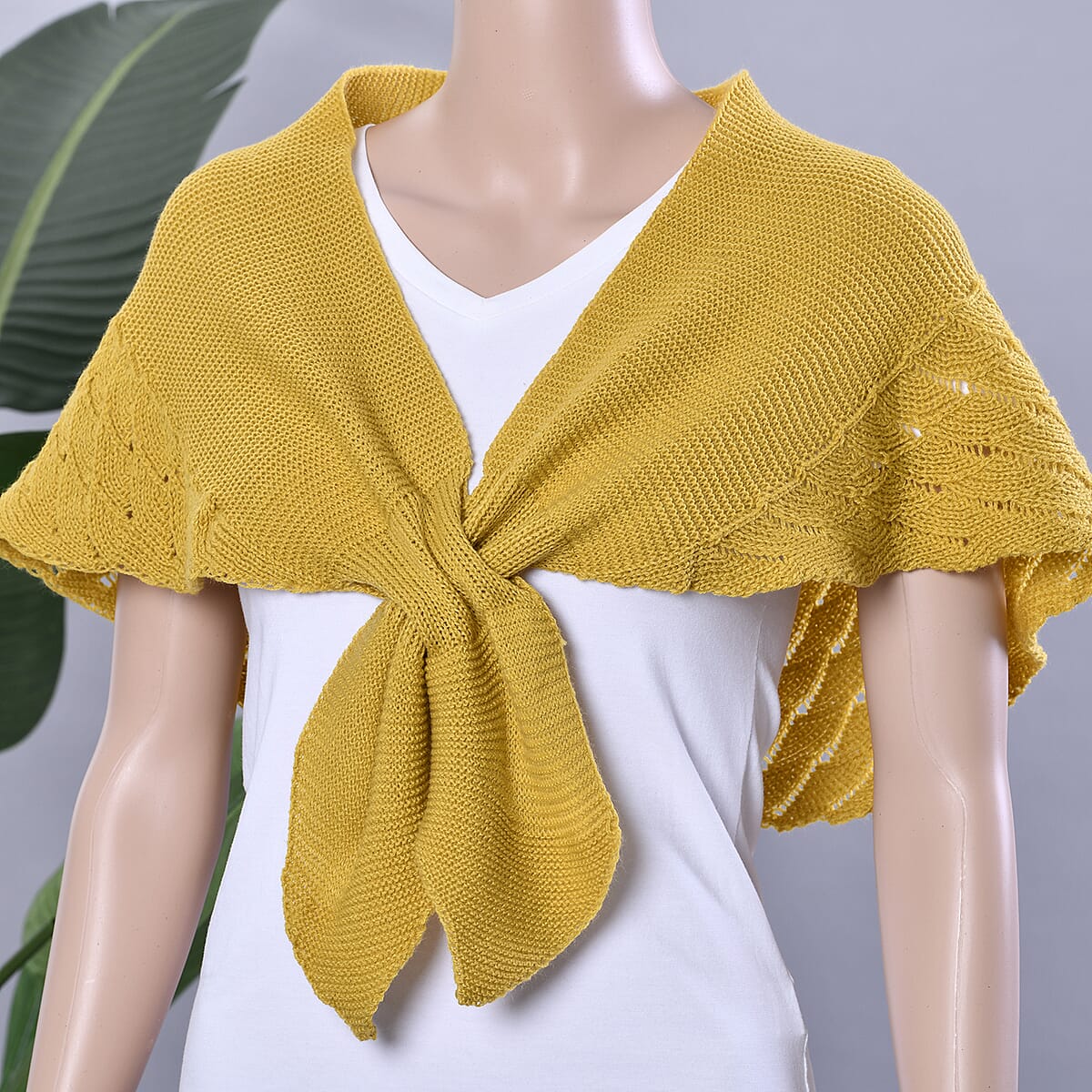 Ginger Faux Wool Knitted Poncho with Keyhole (Polyester) image number 1