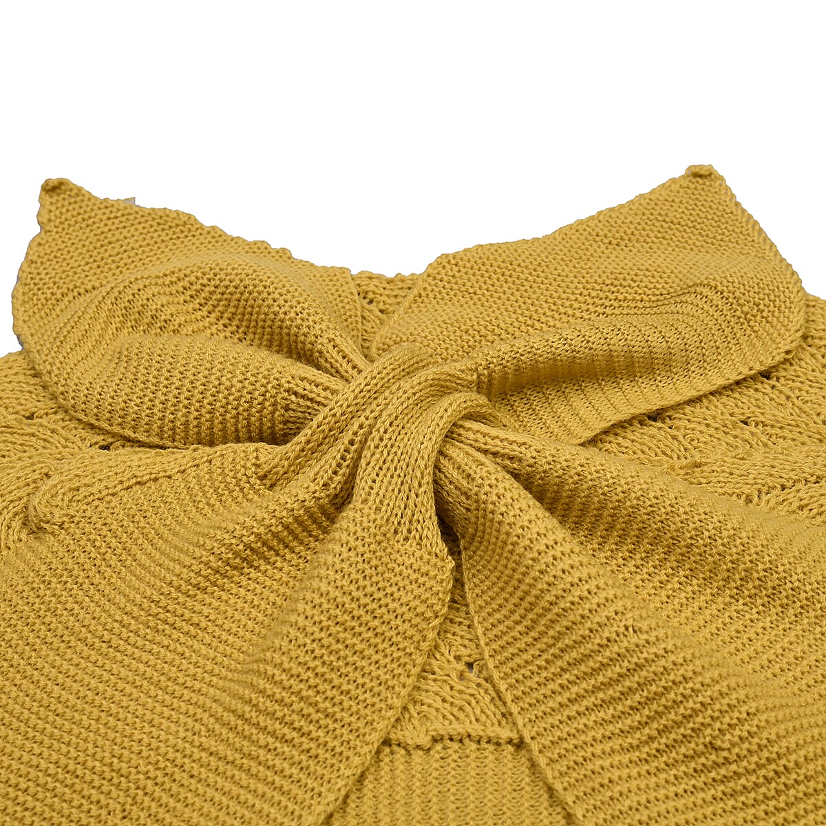 Ginger Faux Wool Knitted Poncho with Keyhole (Polyester) image number 3