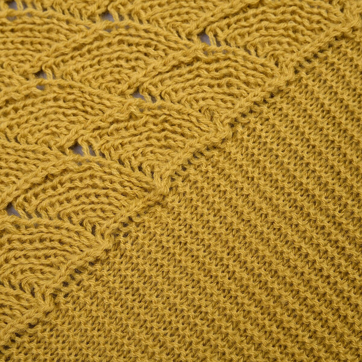 Ginger Faux Wool Knitted Poncho with Keyhole (Polyester) image number 5