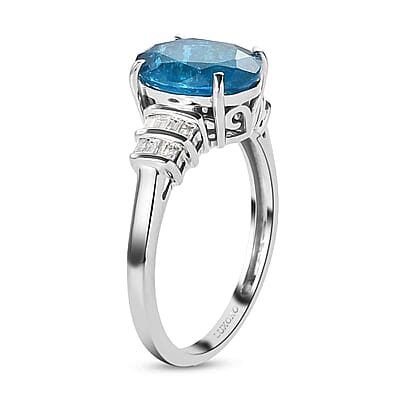 Luxoro Premium Malgache Neon Apatite and Diamond 2.75 ctw Ring in 10K White Gold (Size 10.0)
