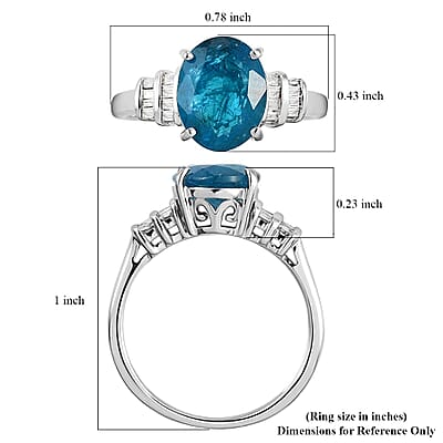 Luxoro Premium Malgache Neon Apatite and Diamond 2.75 ctw Ring in 10K White Gold (Size 10.0)