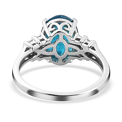Luxoro Premium Malgache Neon Apatite and Diamond 2.75 ctw Ring in 10K White Gold (Size 9.0)