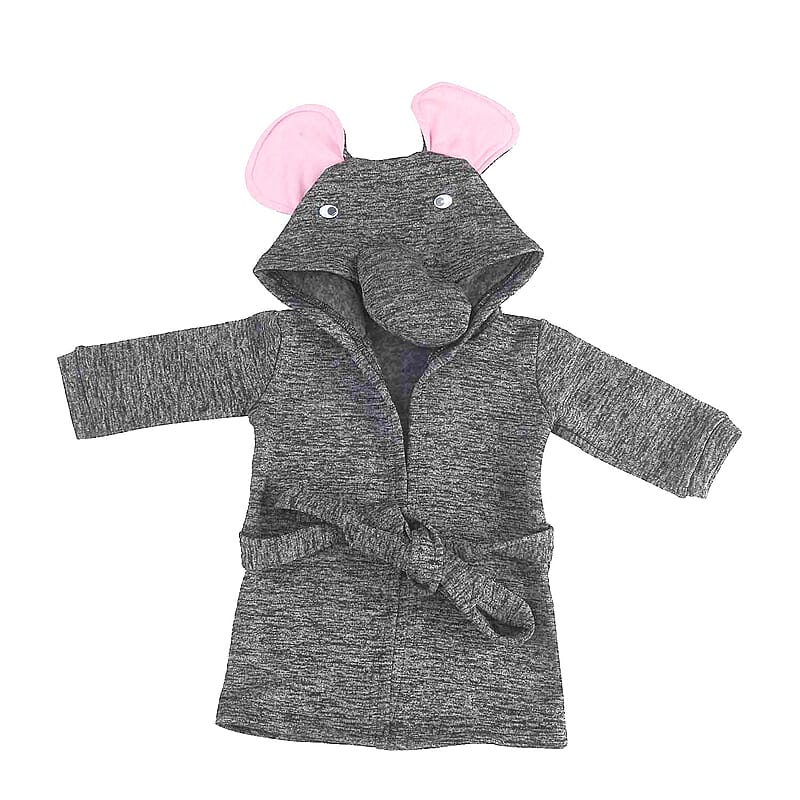 Dark Gray and Pink Elephant Pattern 100% Cotton Knitted Soft Hooded Toddler Baby Bath Towel , Cotton Bath Towel , Towel with Hood , Baby Towels , Bathroom Towels