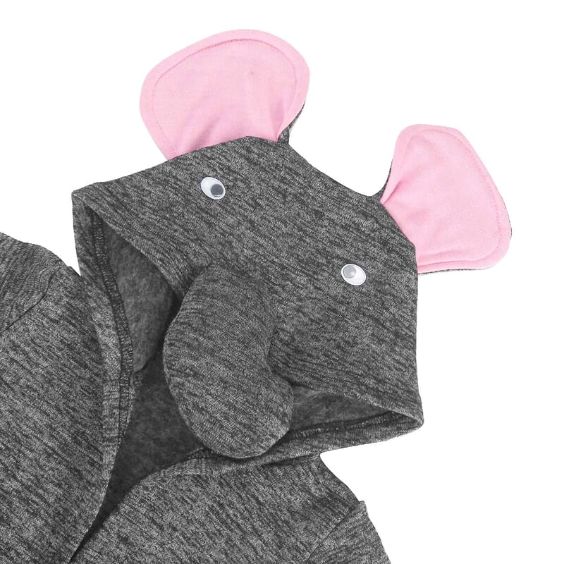 Dark Gray and Pink Elephant Pattern 100% Cotton Knitted Soft Hooded Toddler Baby Bath Towel , Cotton Bath Towel , Towel with Hood , Baby Towels , Bathroom Towels