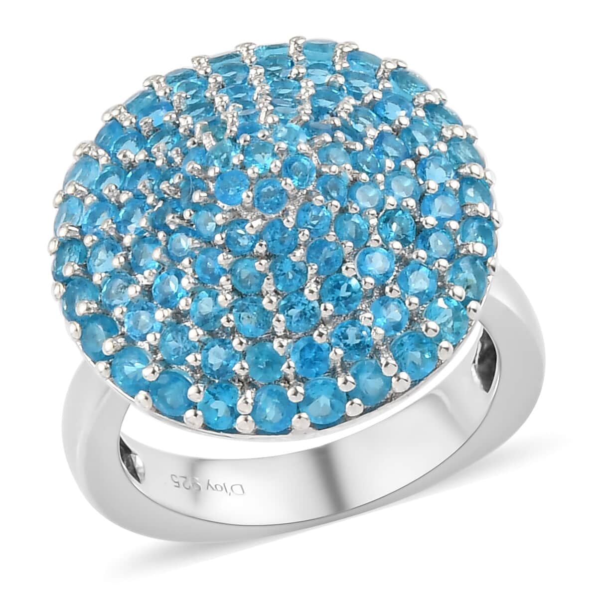 Malgache Neon Apatite Cluster Ring in Platinum Over Sterling Silver (Size 8.0) 2.90 ctw image number 0