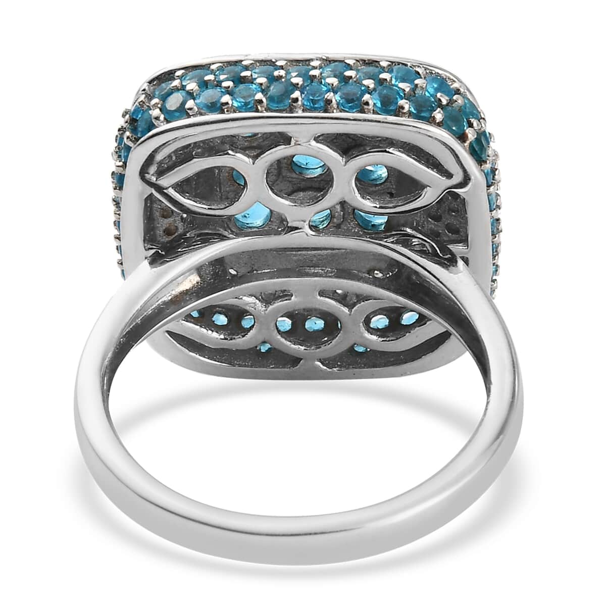 Malgache Neon Apatite and Natural White Zircon Ring in Platinum Over Sterling Silver 3.10 ctw image number 4