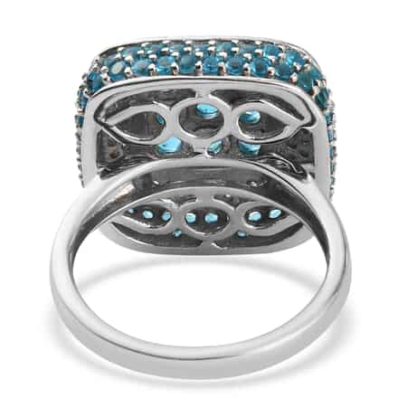 Malgache Neon Apatite and Natural White Zircon Ring in Platinum Over Sterling Silver 3.10 ctw image number 4