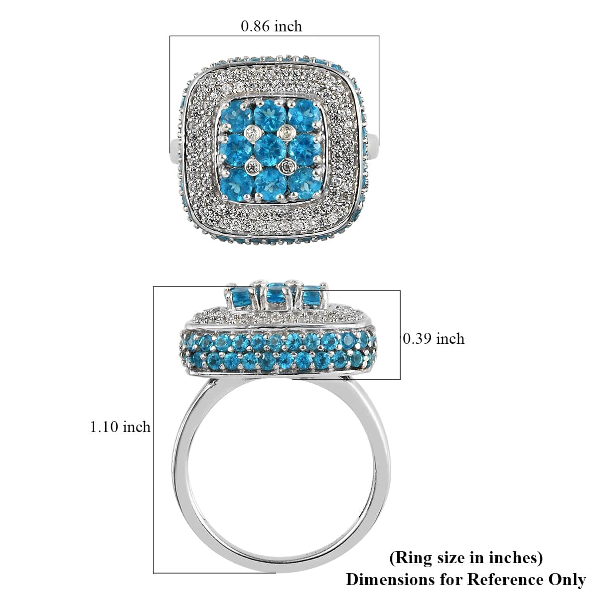 Malgache Neon Apatite and White Zircon Ring in Platinum Over Sterling Silver (Size 7.0) 3.10 ctw image number 5