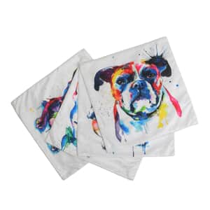 Homesmart Set of 4 Multi Color Dog Theme Digital Printed Velvet Cushion Covers