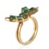 AAA Kagem Zambian Emerald and Natural White Zircon Convertible Ring in Vermeil Yellow Gold Over Sterling Silver (Size 8.0) 1.50 ctw image number 4