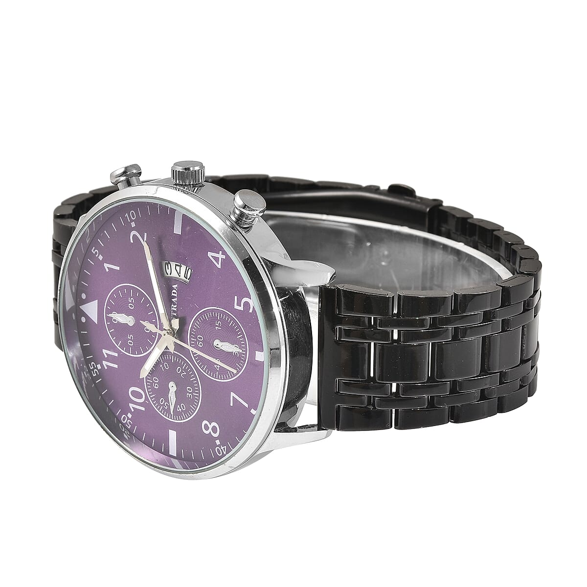 Strada Japanese Movement Purple Dial Watch with Stainless Steel Strap and Back  image number 4