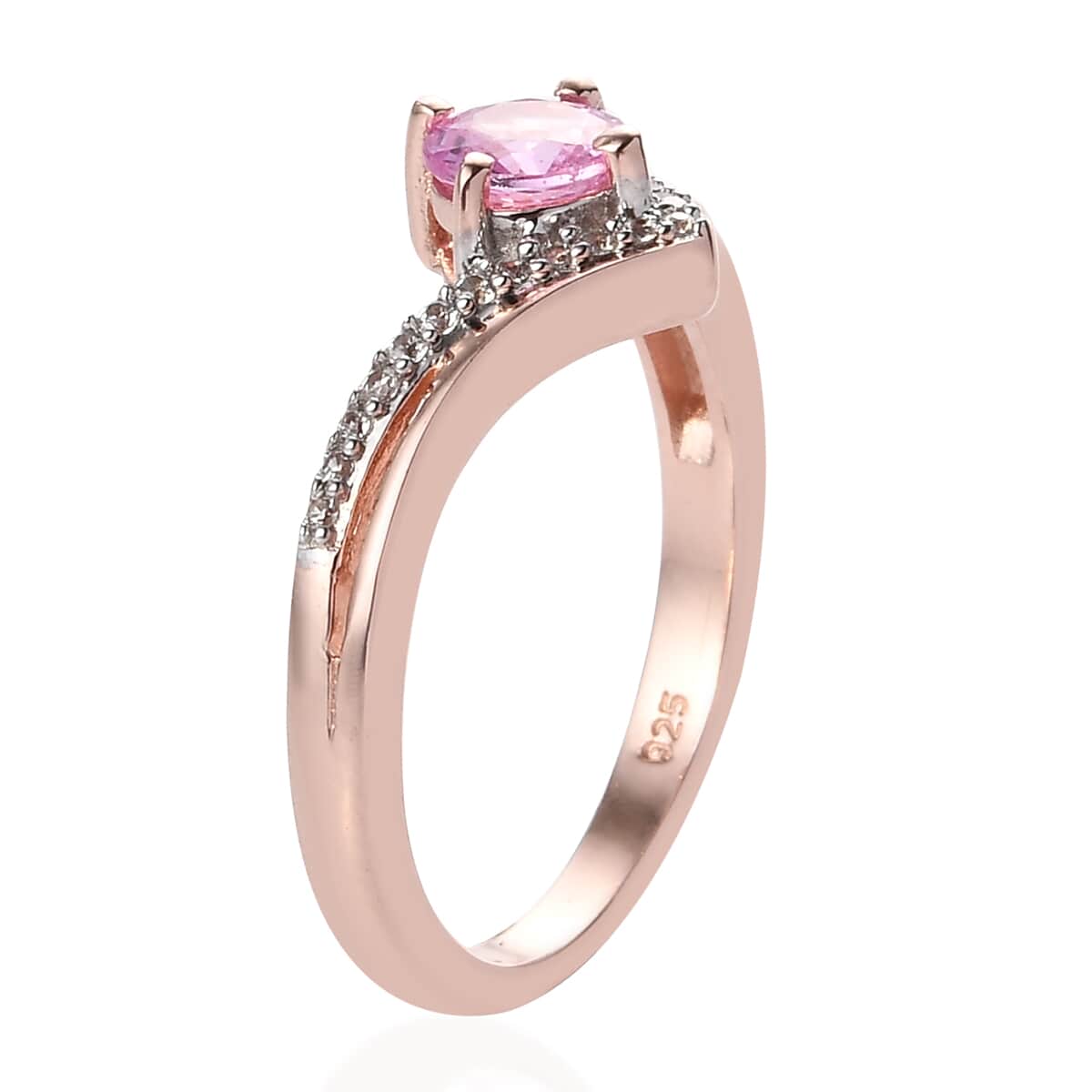 Ilakaka Hot Pink Sapphire and Natural White Zircon Ring in Vermeil Rose Gold Over Sterling Silver (Size 8.0) 0.75 ctw image number 2
