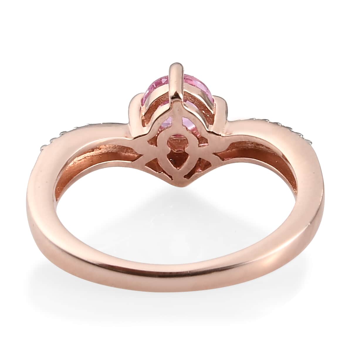 Ilakaka Hot Pink Sapphire and Natural White Zircon Ring in Vermeil Rose Gold Over Sterling Silver (Size 8.0) 0.75 ctw image number 3