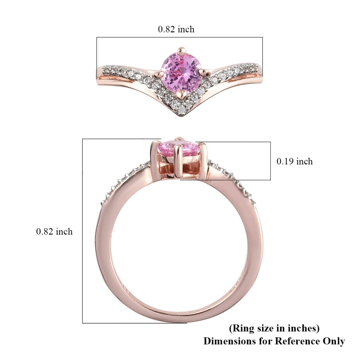 Ilakaka Hot Pink Sapphire and Natural White Zircon Ring in Vermeil Rose Gold Over Sterling Silver (Size 8.0) 0.75 ctw image number 4