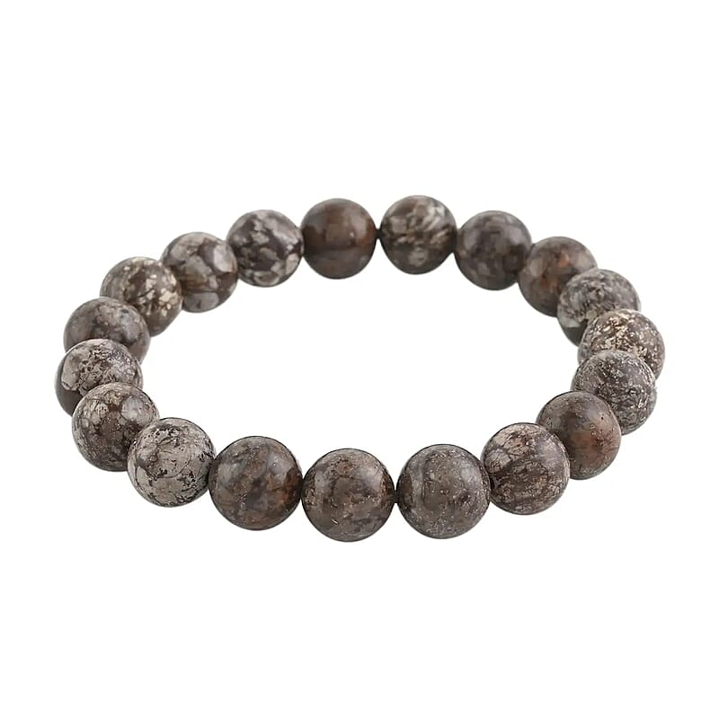 Brown Snowflake Obsidian Beaded Stretch Bracelet 150.00 ctw, Adjustable Beads Bracelet, Beads Jewelry, Stretchable Bracelet