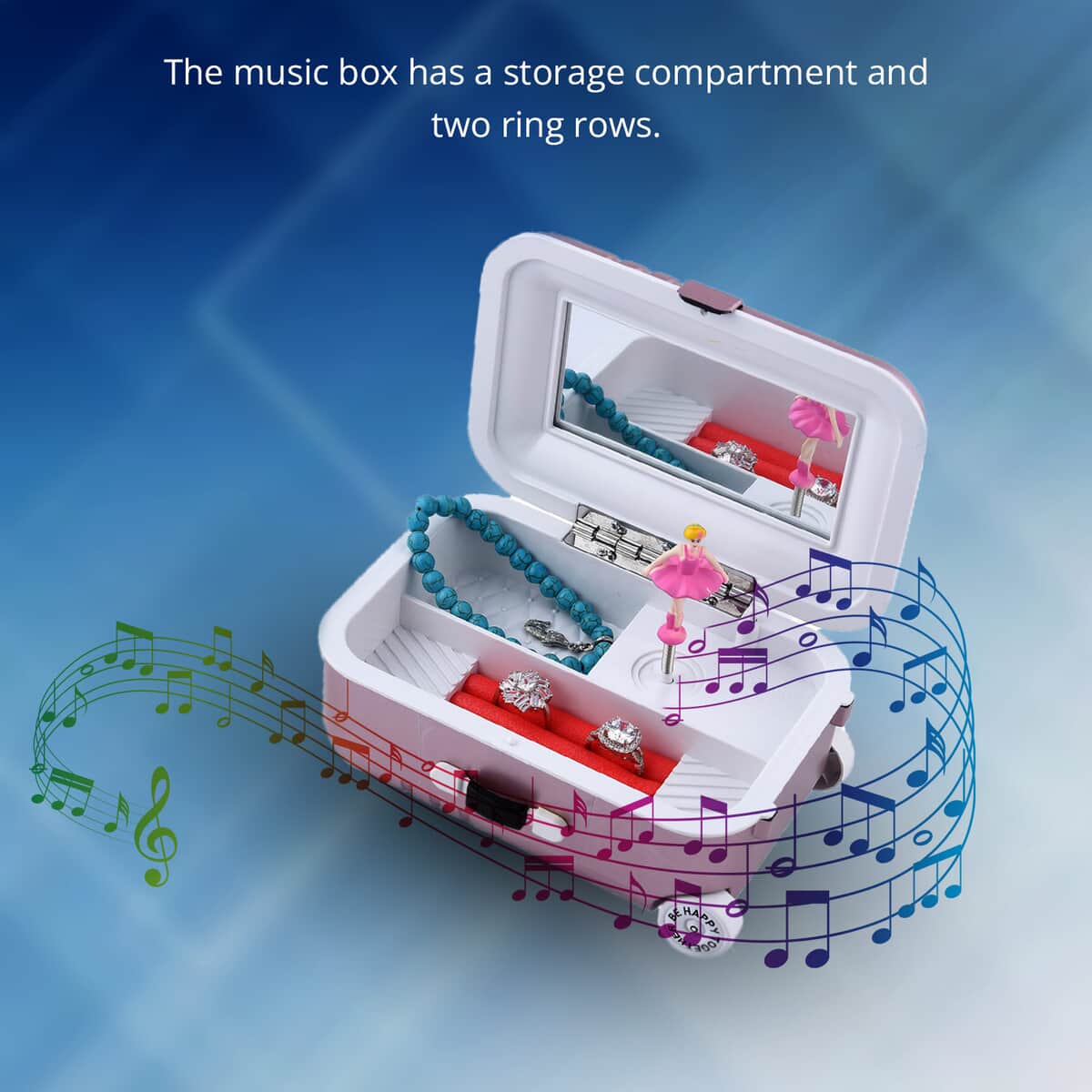 Suitcase Music Jewelry Box With Mirror and Dancer - Lilac image number 2