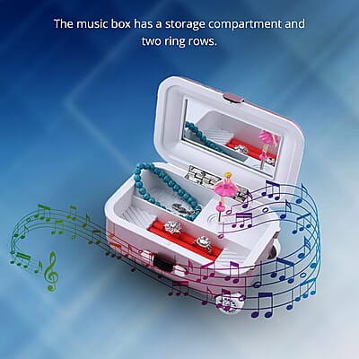 Suitcase Music Jewelry Box With Mirror and Dancer - Lilac