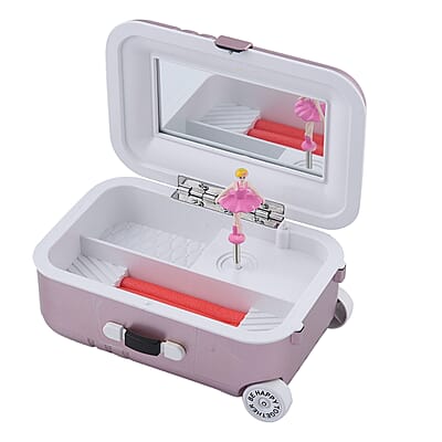 Suitcase Music Jewelry Box With Mirror and Dancer - Lilac