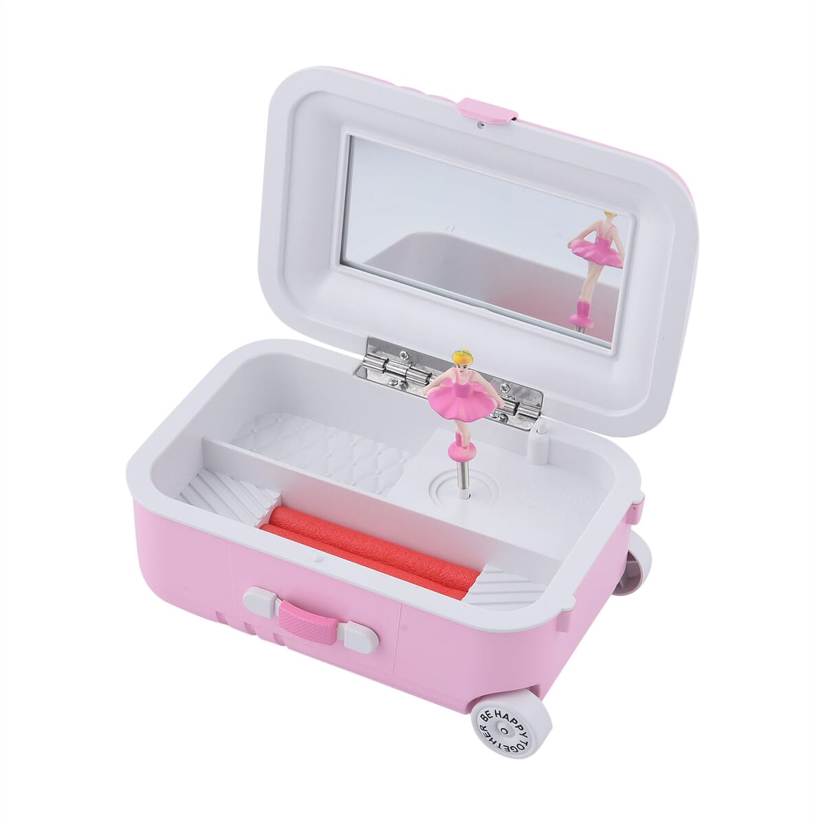 Suitcase Music Jewelry Box With Mirror and Dancer - Pink image number 5
