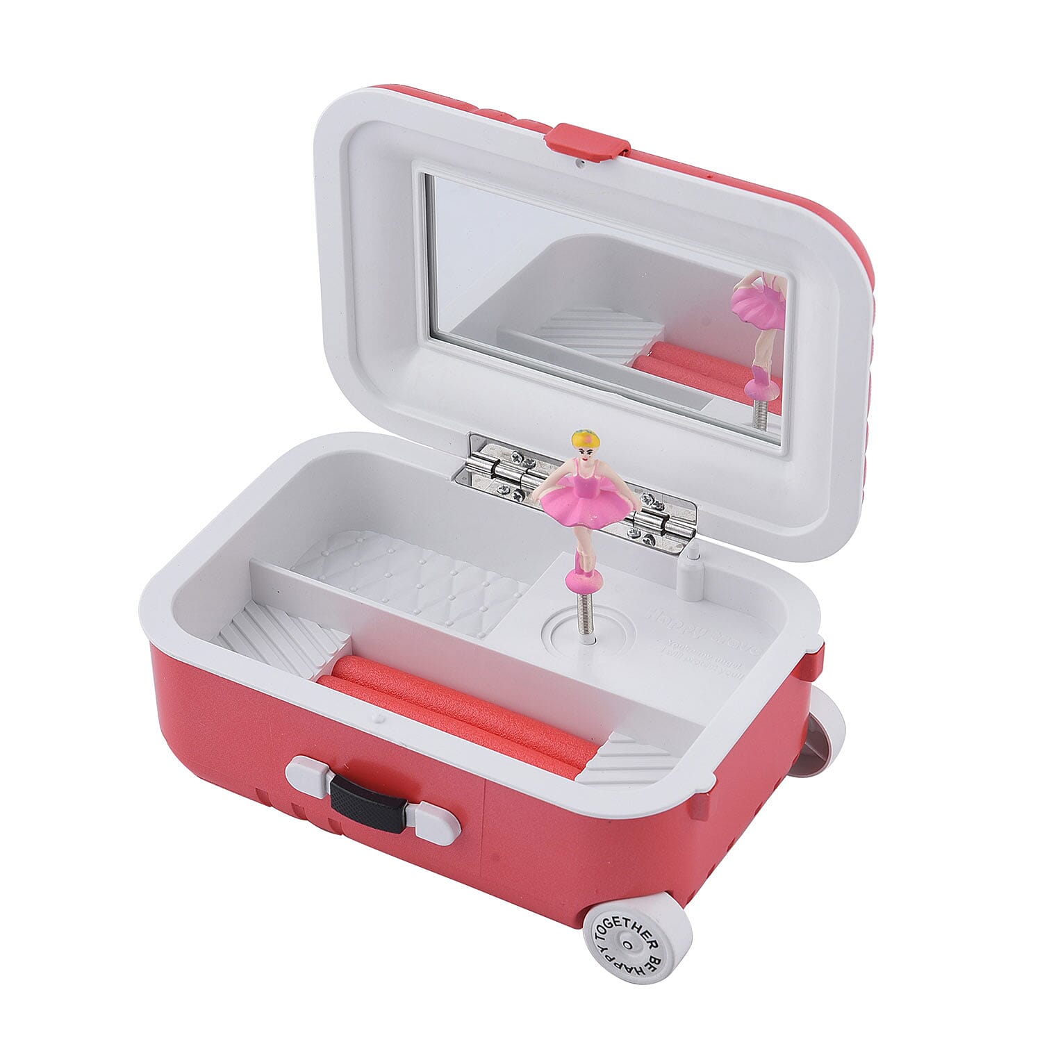 Suitcase Music Jewelry Box With Mirror and Dancer - Red
