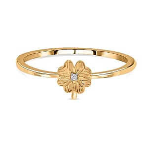 White Diamond P Ring in Vermeil YG Over Sterling Silver (Size 11.5)