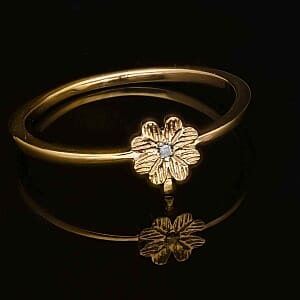 White Diamond P Ring in Vermeil YG Over Sterling Silver (Size 11.5)