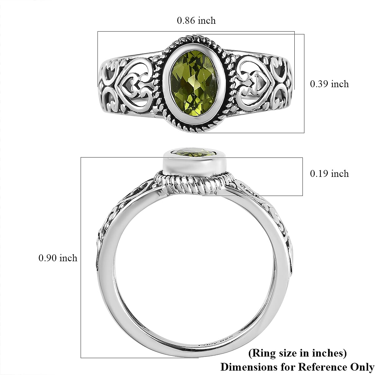 Artisan Crafted Arizona Peridot Solitaire Ring in Sterling Silver (Size 7.0) 0.85 ctw image number 5
