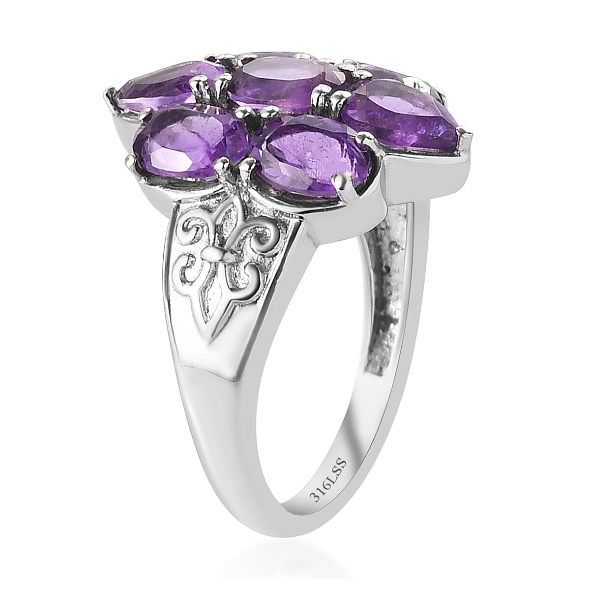 Amethyst Ring in Stainless Steel (Size 10.0) 2.90 ctw image number 3
