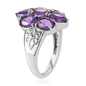 Amethyst Ring in Stainless Steel (Size 10.0) 2.90 ctw