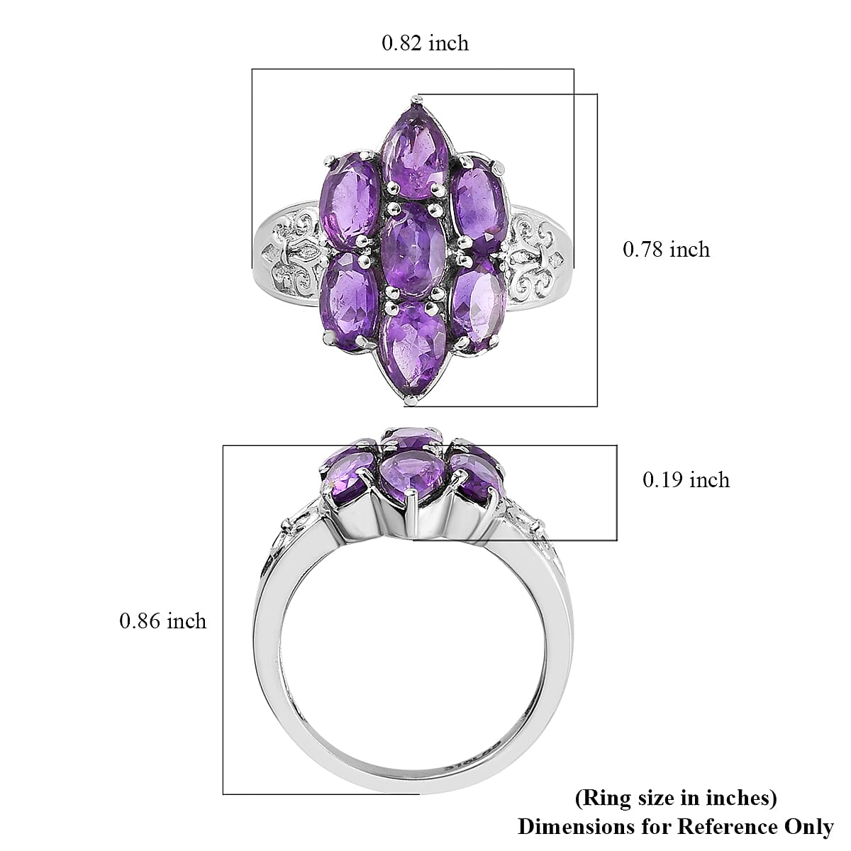 Amethyst Ring in Stainless Steel (Size 10.0) 2.90 ctw image number 5