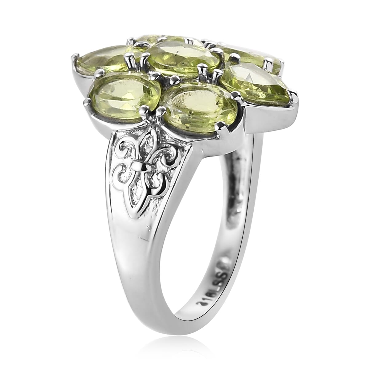 Peridot Ring in Stainless Steel (Size 10.0) 3.40 ctw | Tarnish-Free, Waterproof, Sweat Proof Jewelry image number 3