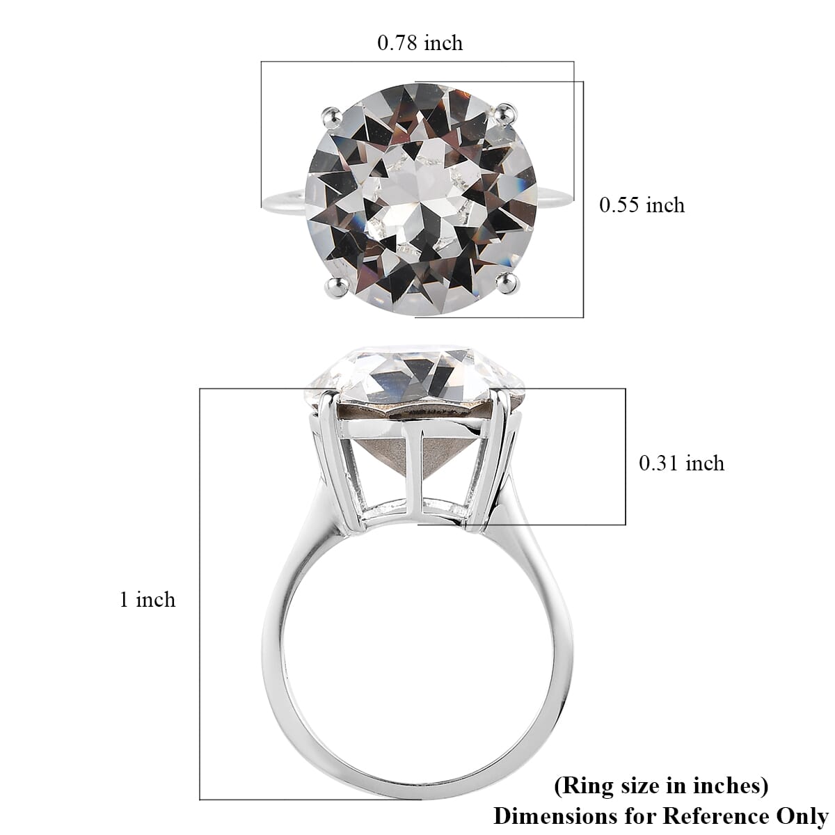 White Crystal Solitaire Ring in Sterling Silver image number 5