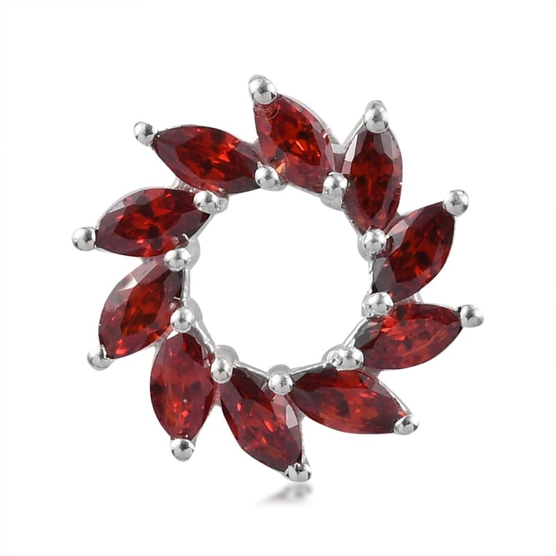 Simulated Garnet Pendant without Chain in Sterling Silver 2.00 ctw
