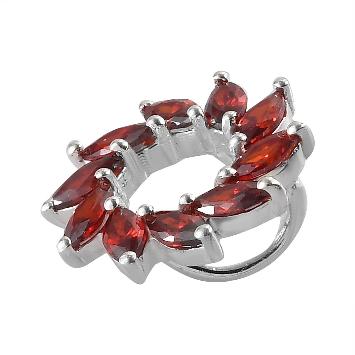 Simulated Garnet Pendant without Chain in Sterling Silver 2.00 ctw