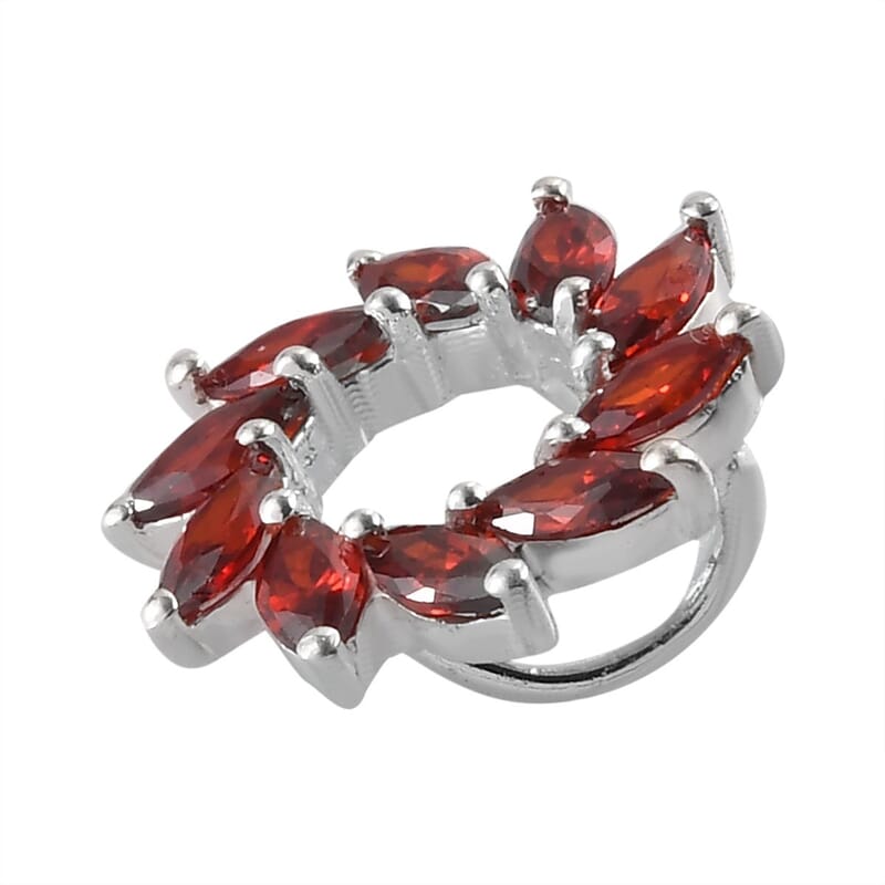Simulated Garnet Pendant without Chain in Sterling Silver 2.00 ctw