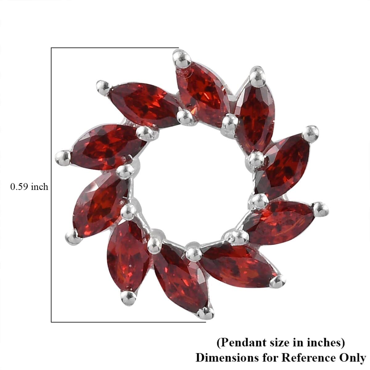 Simulated Garnet Pendant in Sterling Silver 2.00 ctw image number 5