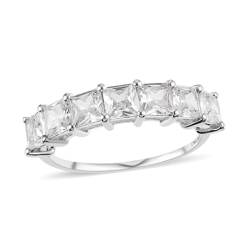 Simulated White Diamond 7 Stone Ring in Sterling Silver (Size 10.0) 3.65 ctw